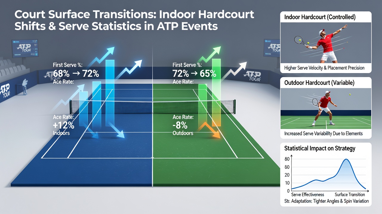 Close-up view of tennis ball impact on indoor hardcourt showing consistent bounce