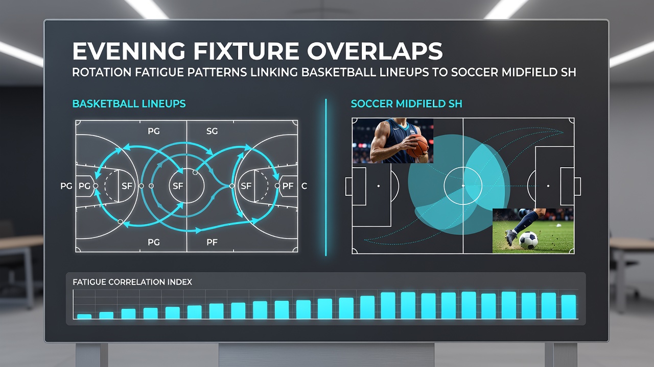 Soccer midfielders adjusting positions during evening overlaps with basketball schedule indicators
