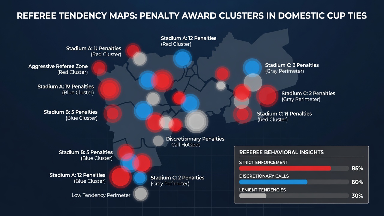 Detailed view of penalty cluster zones on a referee tendency map for cup competitions