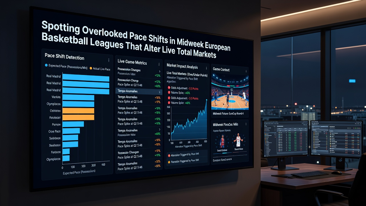 Live basketball statistics overlay showing pace and possession data during a European league match