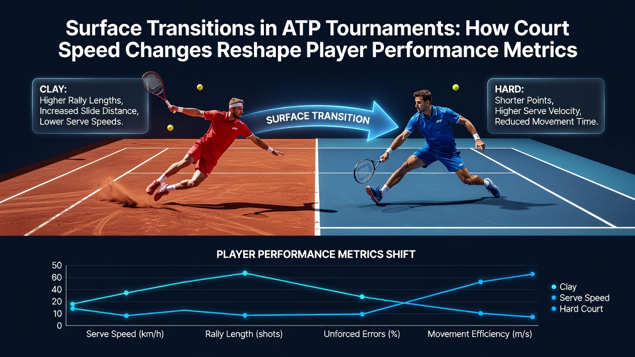Player performance metrics chart during surface speed changes in ATP events